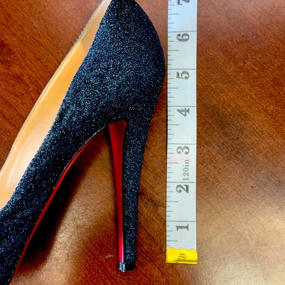 Beautiful Slate Grey Glitter Christian Louboutin Lady Peep Heels EU 38.5 EUC - Picture 9 of 10